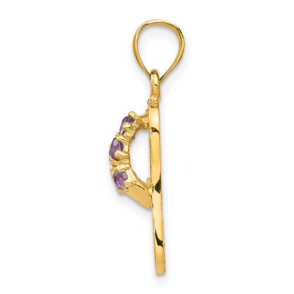 14k Yellow Gold  3D June/CZ Birthstone Flip Flop Pendant