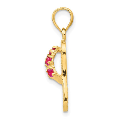 14k Yellow Gold  3D July/CZ Birthstone Flip Flop Pendant