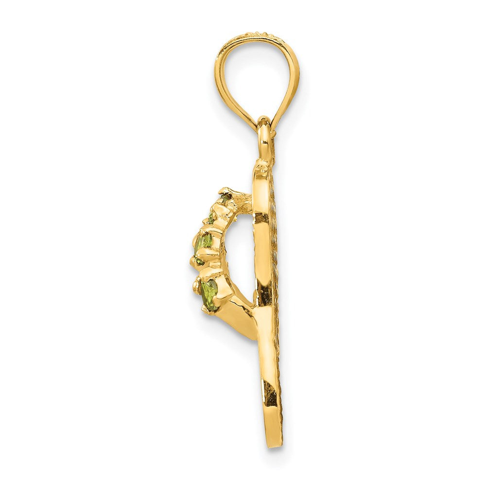 14k Yellow Gold  3D August/CZ Birthstone Flip Flop Pendant