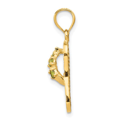 14k Yellow Gold  3D August/CZ Birthstone Flip Flop Pendant