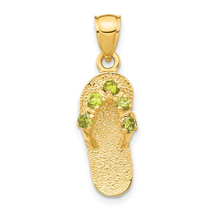 14k Yellow Gold  3D August/CZ Birthstone Flip Flop Pendant