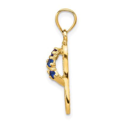 14k Yellow Gold  3D September/CZ Birthstone Flip Flop Pendant