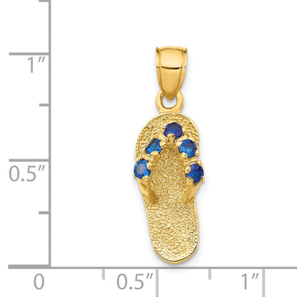 14k Yellow Gold  3D September/CZ Birthstone Flip Flop Pendant