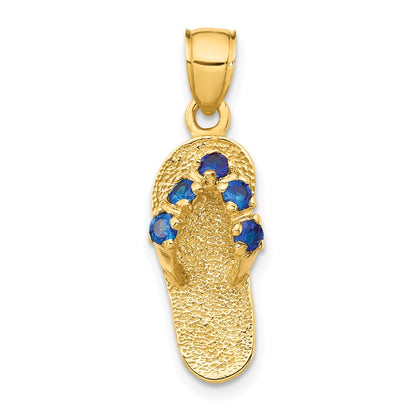 14k Yellow Gold  3D September/CZ Birthstone Flip Flop Pendant