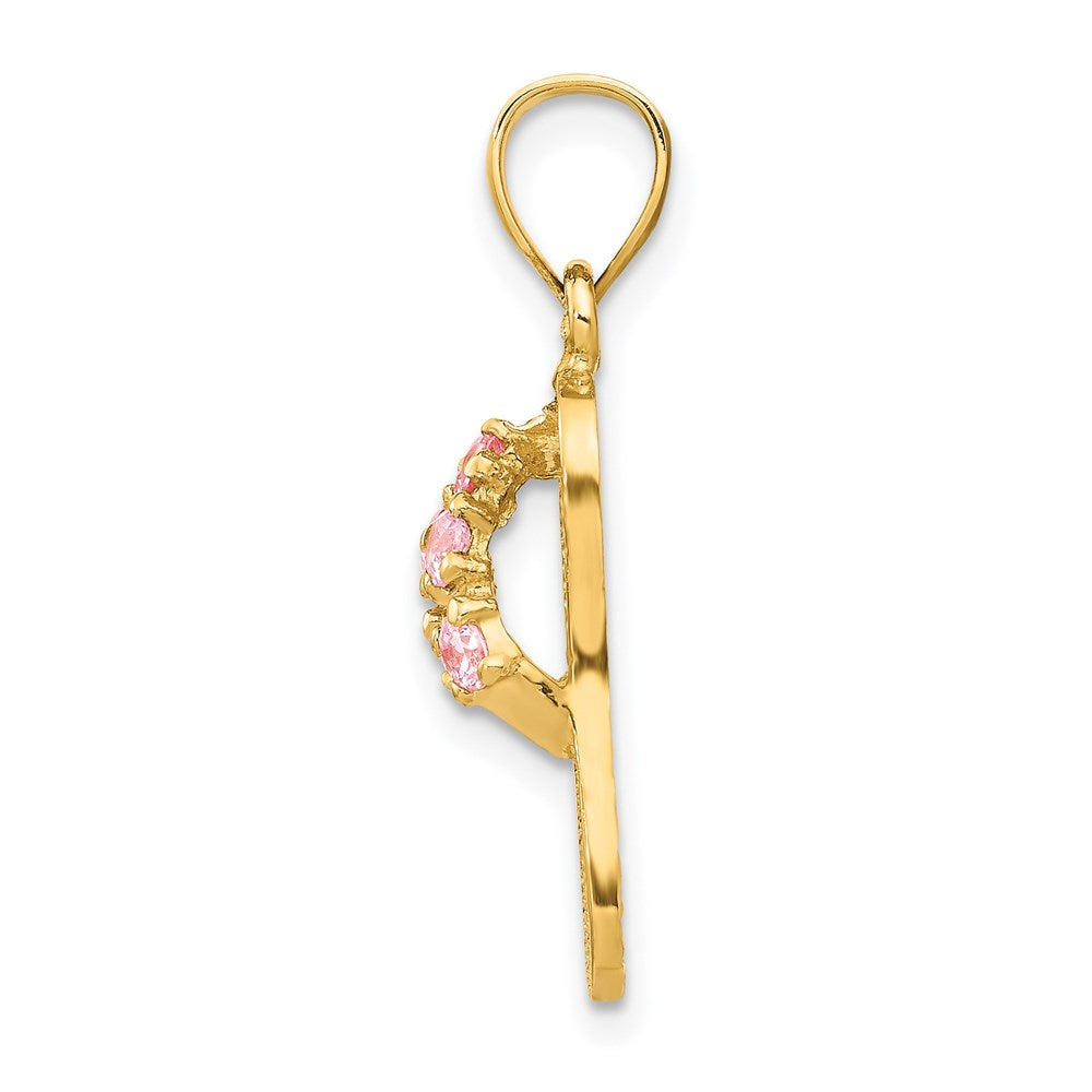 14k Yellow Gold  3D October/CZ Birthstone Flip Flop Pendant