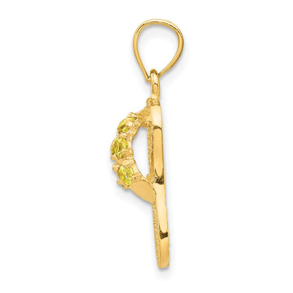 14k Yellow Gold  3D November/CZ Birthstone Flip Flop Pendant