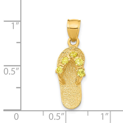 14k Yellow Gold  3D November/CZ Birthstone Flip Flop Pendant