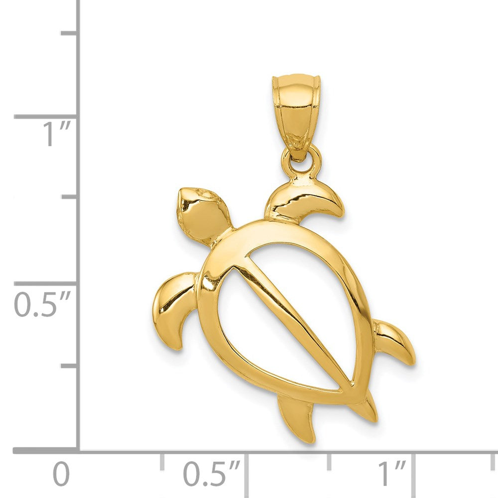 14k Yellow Gold Open Turtle Pendant