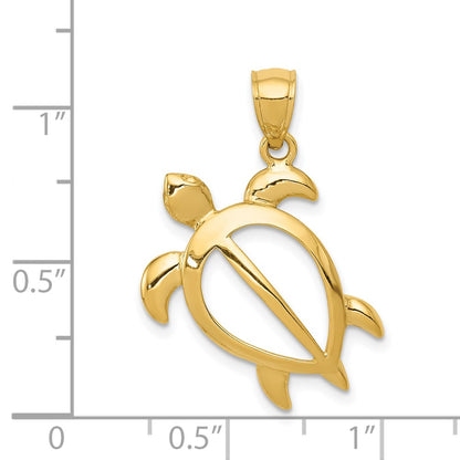 14k Yellow Gold Open Turtle Pendant