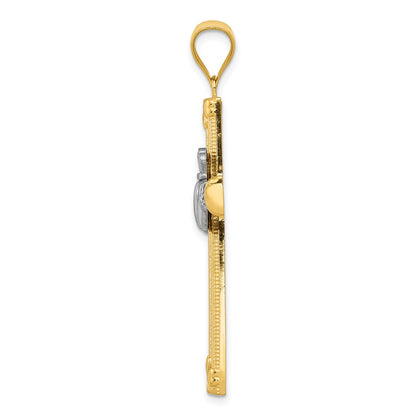 14k Two-tone Gold Claddagh Cross Pendant