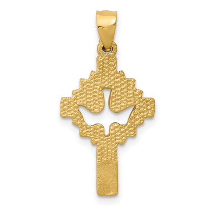 14k Yellow Gold Dove Cross Charm