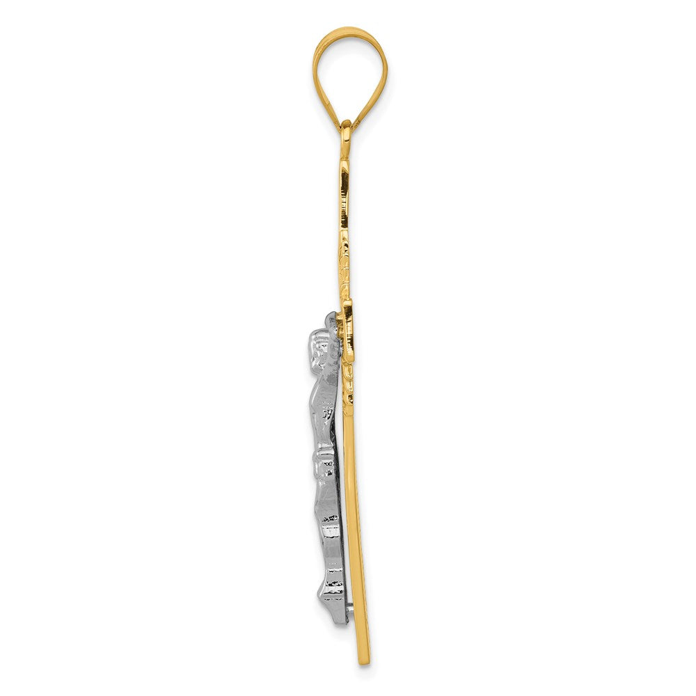 14k Two-tone Gold Diamond-cut Crucifix Pendant