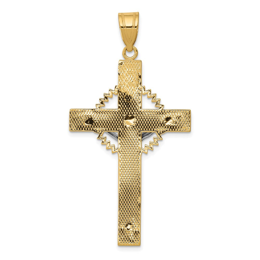 14k Two-tone Gold Diamond-cut Crucifix Pendant