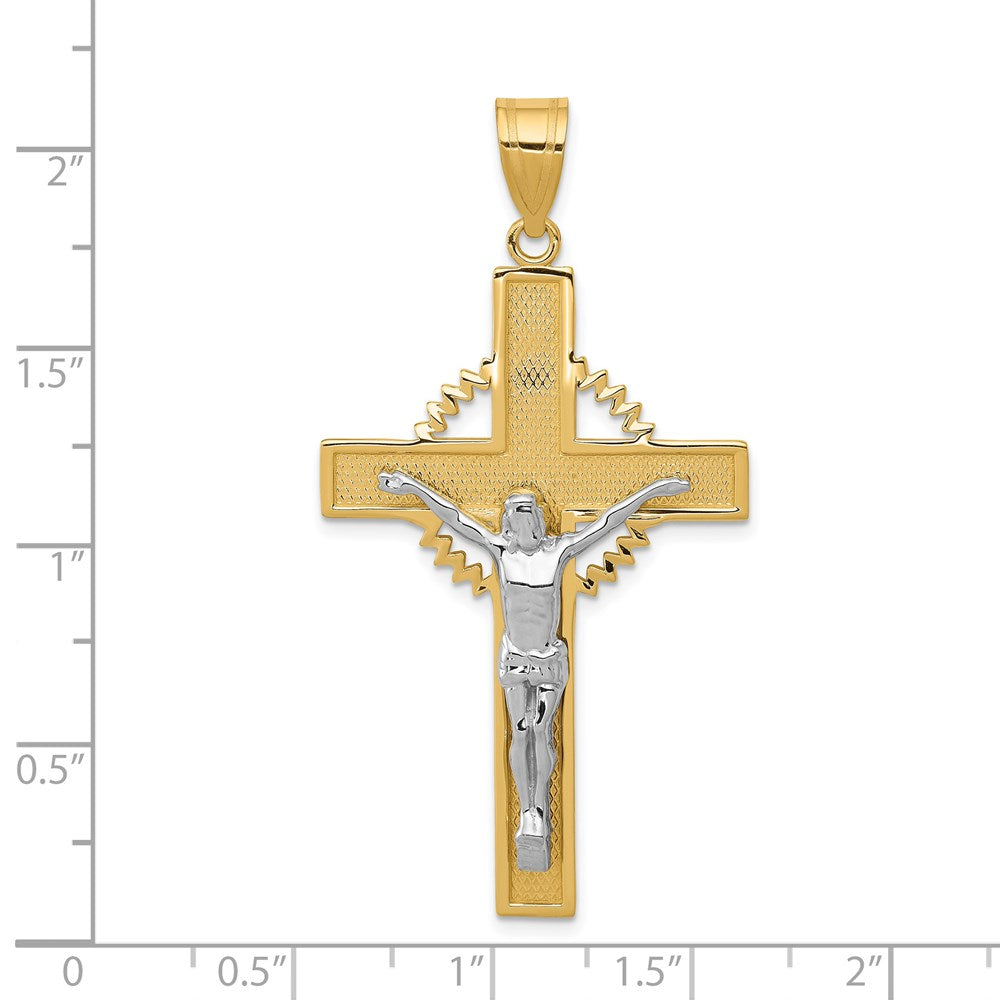 14k Two-tone Gold Diamond-cut Crucifix Pendant