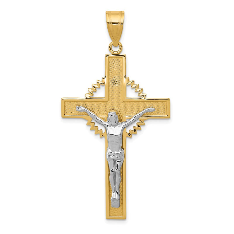 14k Two-tone Gold Diamond-cut Crucifix Pendant