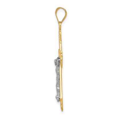 14k Two-tone Gold Diamond-cut Crucifix Pendant