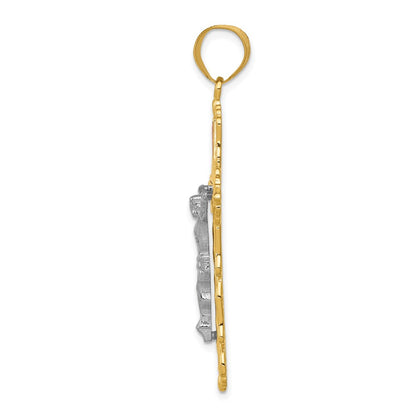 14k Tri-Color Gold Diamond-cut Crucifix Pendant