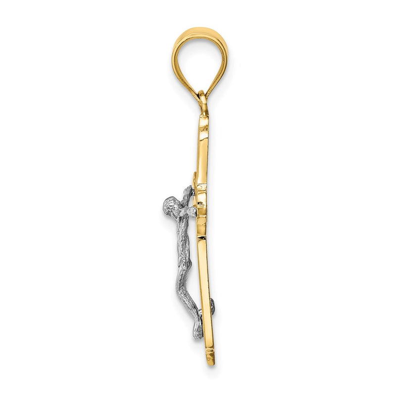 14k Two-tone Gold Crucifix Pendant
