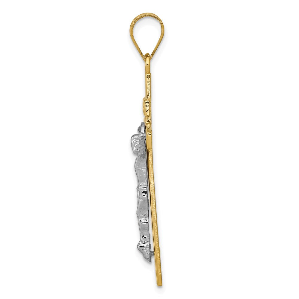 14k Two-tone Gold INRI Crucifix Pendant