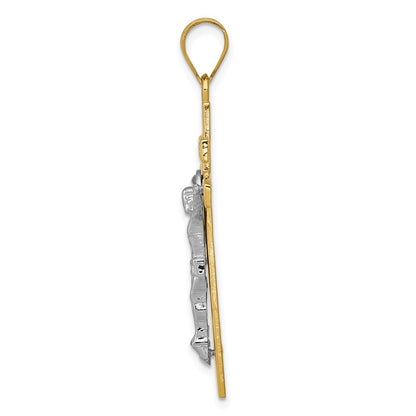 14k Two-tone Gold INRI Crucifix Pendant