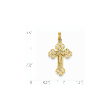 14k Yellow Gold INRI Budded Crucifix Pendant