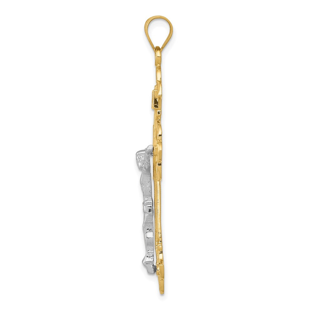 14k Two-tone Gold INRI Crucifix Pendant