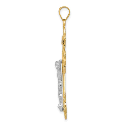 14k Two-tone Gold INRI Crucifix Pendant