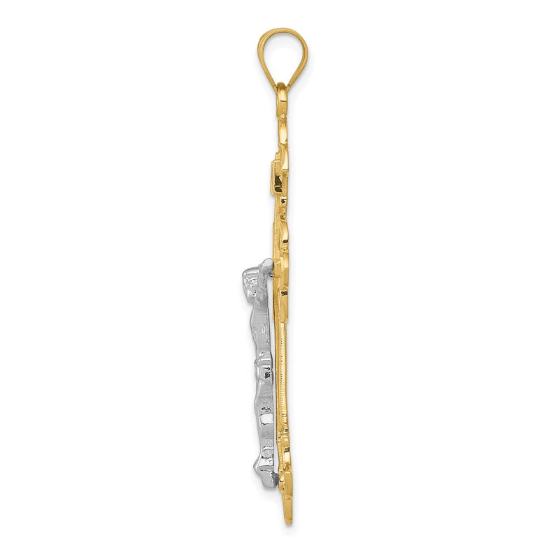 14k Two-tone Gold INRI Crucifix Pendant