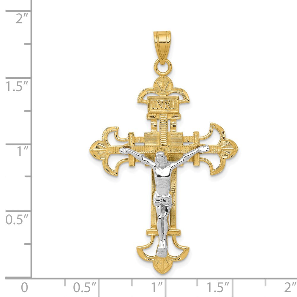 14k Two-tone Gold INRI Crucifix Pendant