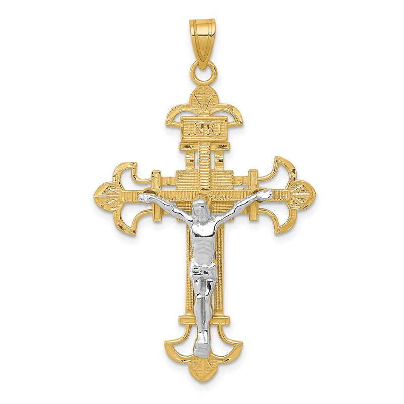 14k Two-tone Gold INRI Crucifix Pendant