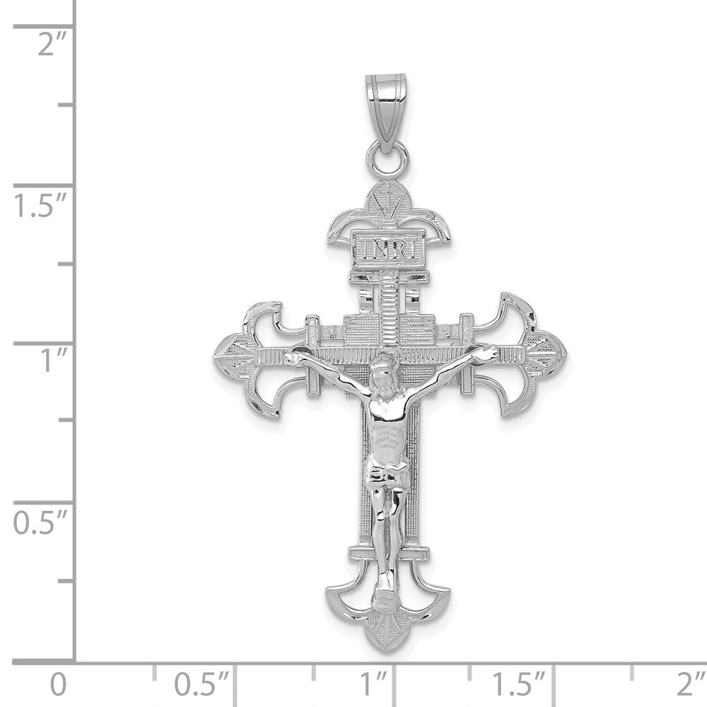 14k White Gold Inri Crucifix Pendant