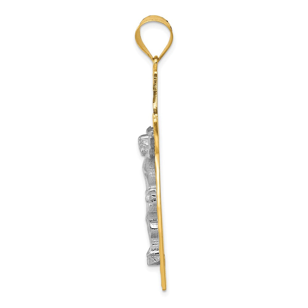 14k Two-tone Gold Diamond-cut Crucifix Pendant