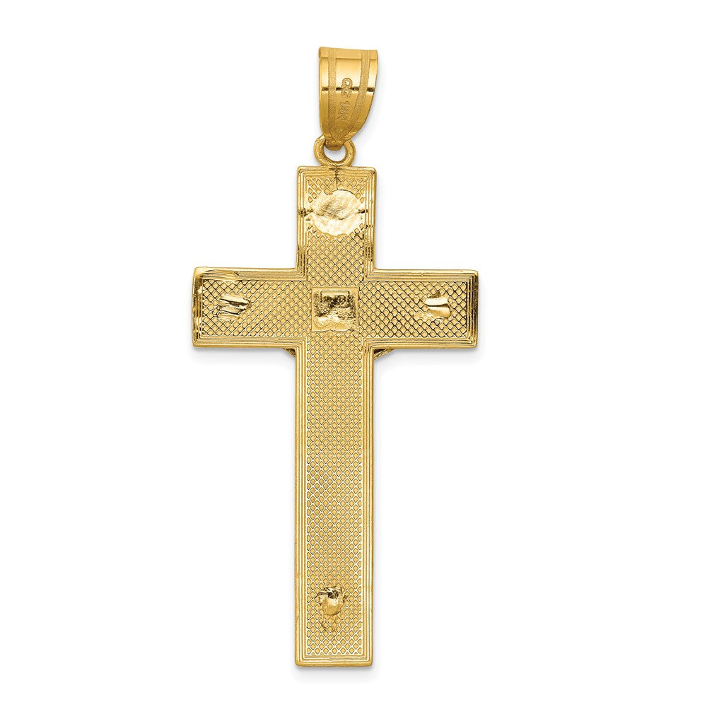 14k Two-tone Gold Diamond-cut Crucifix Pendant