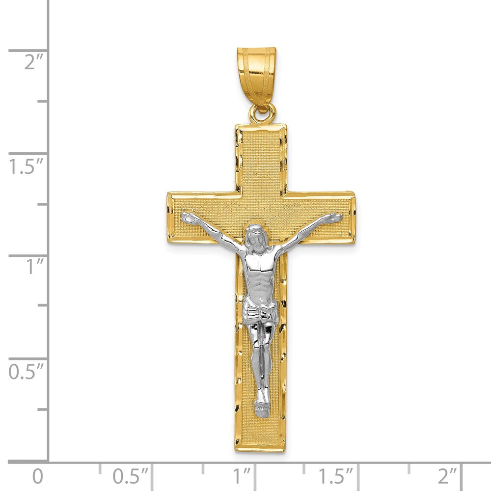 14k Two-tone Gold Diamond-cut Crucifix Pendant