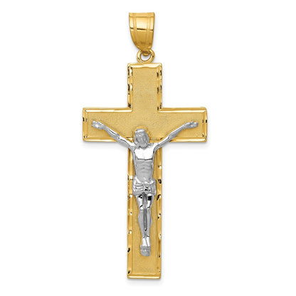 14k Two-tone Gold Diamond-cut Crucifix Pendant