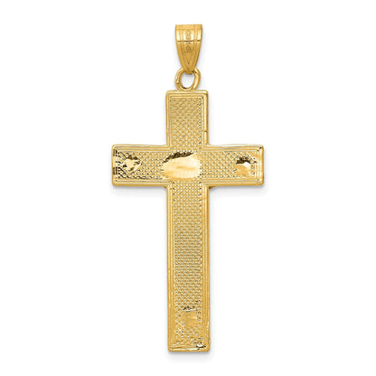 14k Two-tone Gold Diamond-cut Crucifix Pendant