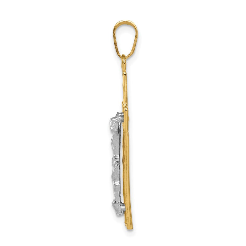 14k Two-tone Gold Diamond-cut Crucifix Pendant