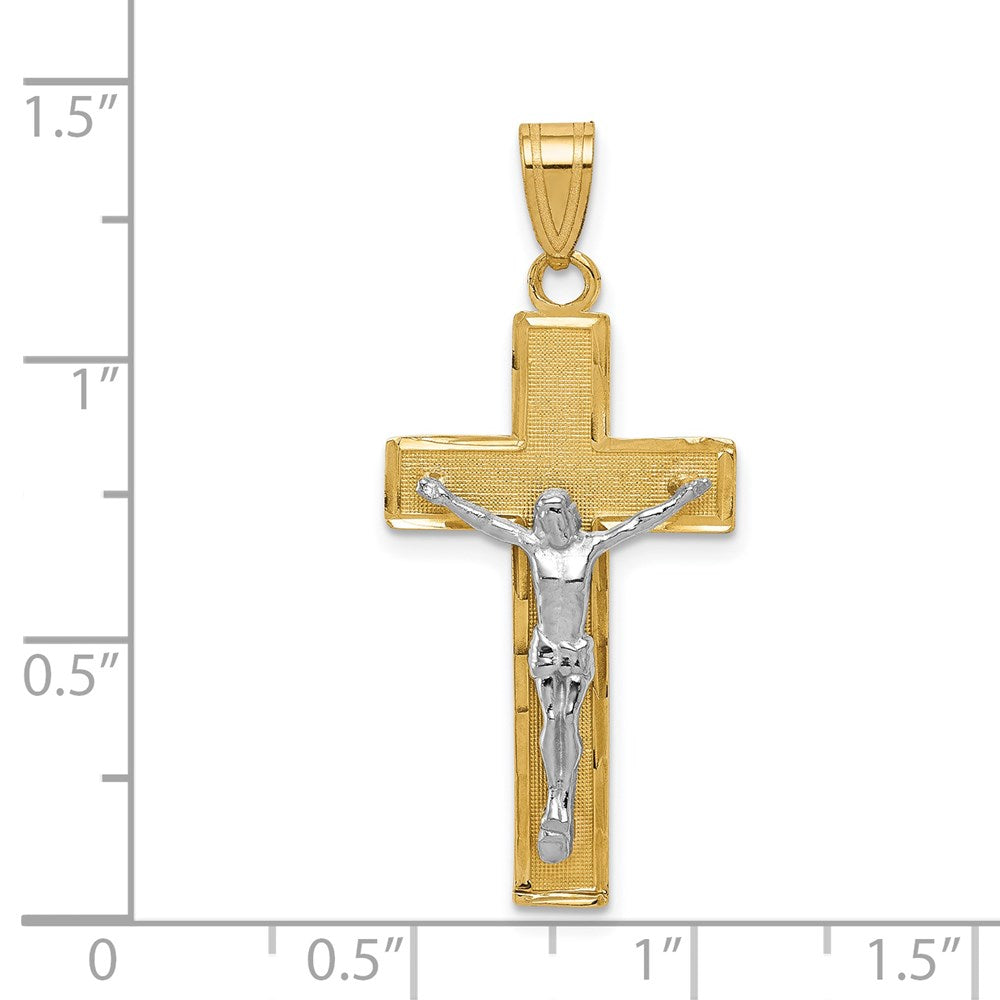 14k Two-tone Gold Diamond-cut Crucifix Pendant