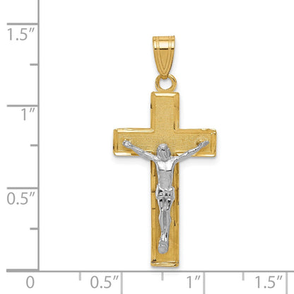 14k Two-tone Gold Diamond-cut Crucifix Pendant