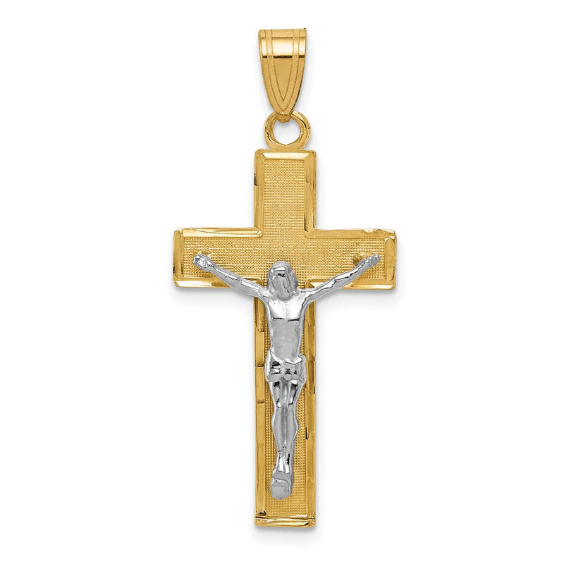 14k Two-tone Gold Diamond-cut Crucifix Pendant