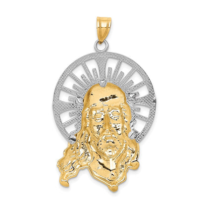 14k Tri-Color Gold Diamond-cut Christ Pendant