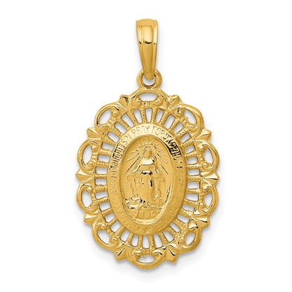 14k Yellow Gold Oval Miraculous Medal Pendant
