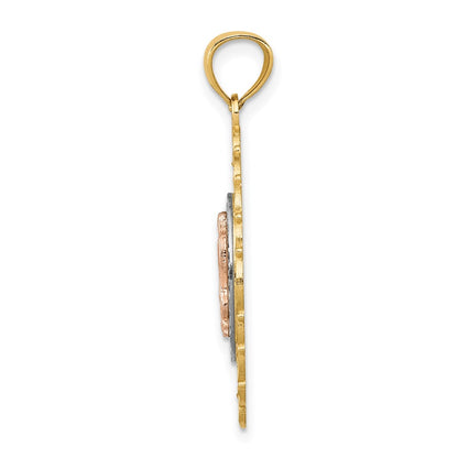 14k Tri-Color Gold Our Lady of Guadalupe Pendant