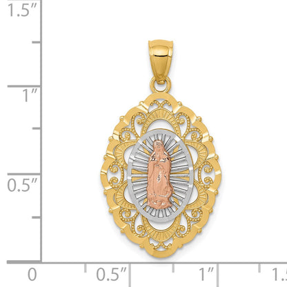 14k Tri-Color Gold Our Lady of Guadalupe Pendant