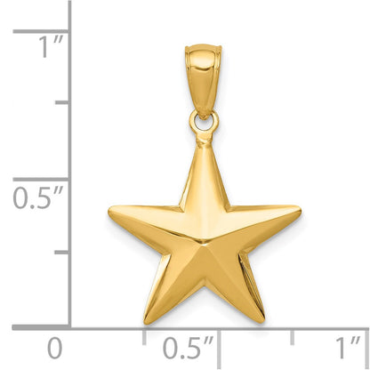 14k Yellow Gold Polished 3-D Star Pendant