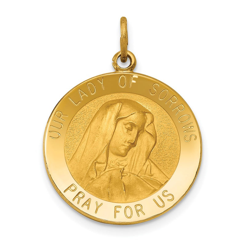14k Yellow Gold Our Lady of Sorrows Medal Pendant
