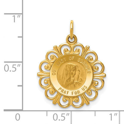 14k Yellow Gold Our Lady of Sorrows Medal Pendant