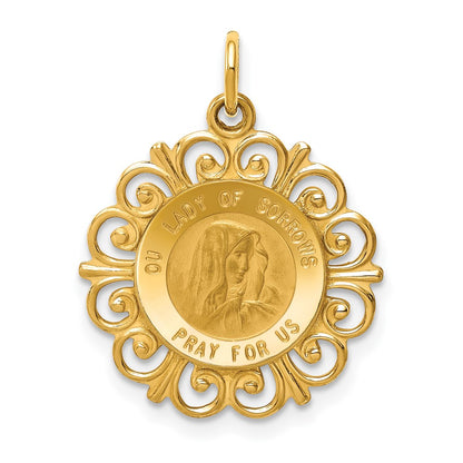14k Yellow Gold Our Lady of Sorrows Medal Pendant