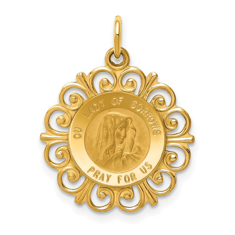 14k Yellow Gold Our Lady of Sorrows Medal Pendant