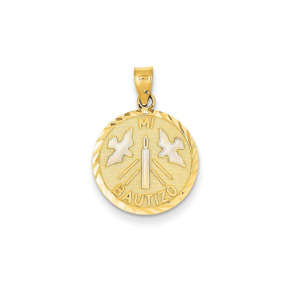 14k Two-tone Gold w/Rhodium Mi Bautizo Charm
